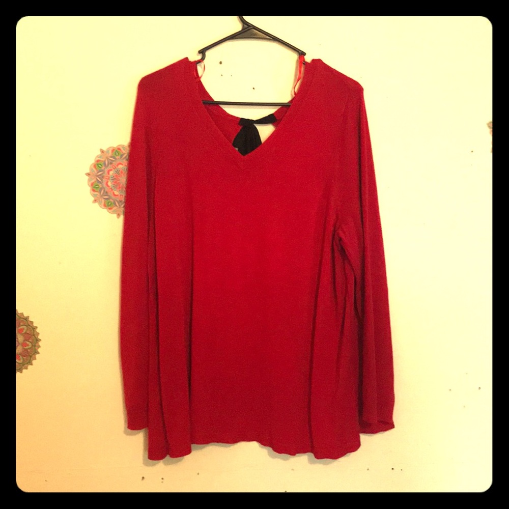 Lane Bryant Red, back tied sweater